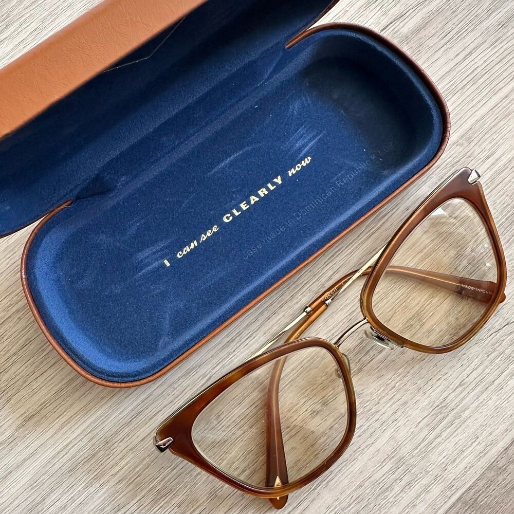 Fossil Glasses Frames 7162 Honey Havana Brown & Gold Modern Cat Eye with Case